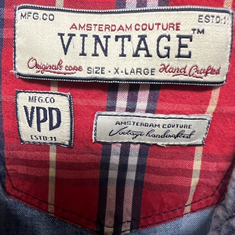 AMSTERDAM COUTURE MEN’S VINTAGE SHIRT SIZE XL SLIM   LIGHT/MEDIUM SHADED DENIM - Picture 5 of 10